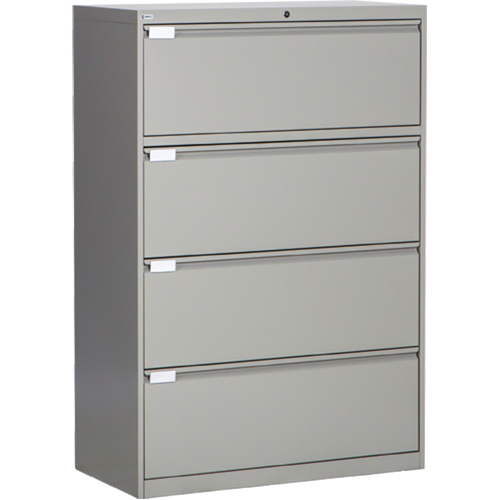 Lateral Filing Cabinet, Steel, 4 Drawers, 36" W x 18" D x 53-3/8" H, Grey Cintas