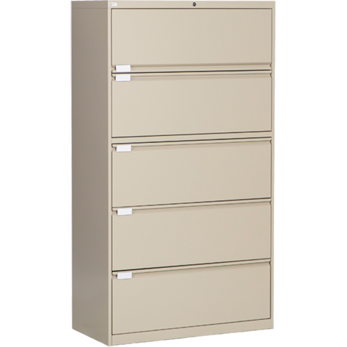Lateral Filing Cabinet, Steel, 5 Drawers, 36" W x 18" D x 65-1/2" H, Beige Cintas