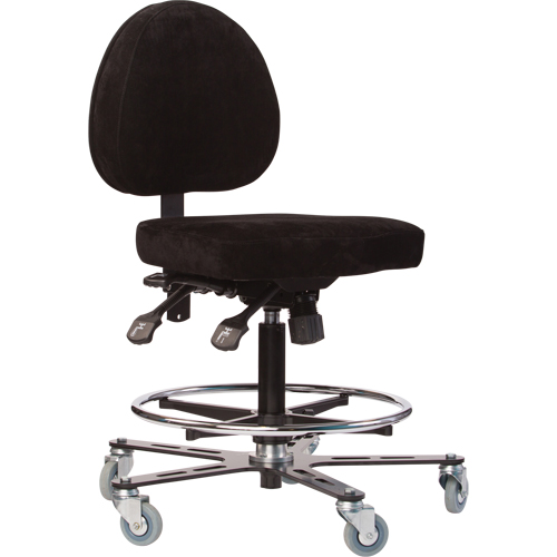 TF180 Welding Grade Ergonomic Stools, Suede, Black, 300 lbs. Capacity Cintas