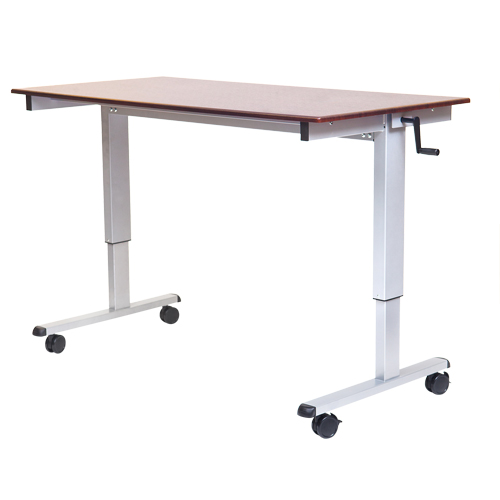 Postes de travail ajustables pour travail assis et debout , , 48-1/2" h x 48" la x 32-1/2" p, Noyer Cintas
