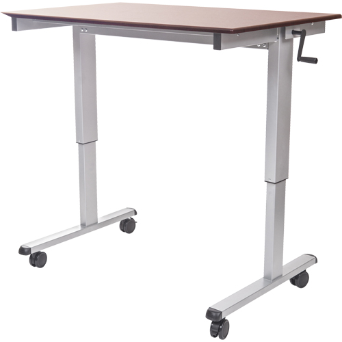 Postes de travail ajustables pour travail assis et debout , , 48-1/2" h x 59" la x 29-1/2" p, Noyer Cintas