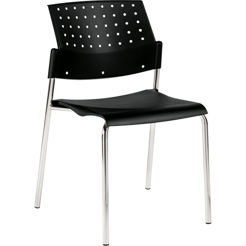 Armless Stacking Chair, Plastic, 33" High, 300 lbs. Capacity, Black Cintas