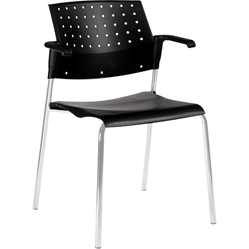 Stacking Chairs, Plastic, 33" High, 300 lbs. Capacity, Black Cintas