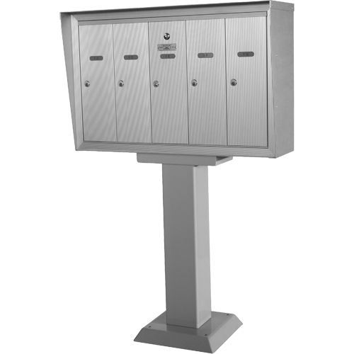 Boîtes aux lettres plateforme unique, Fixation Socle, 16" x 5-1/2", 5 portes, Aluminium Cintas