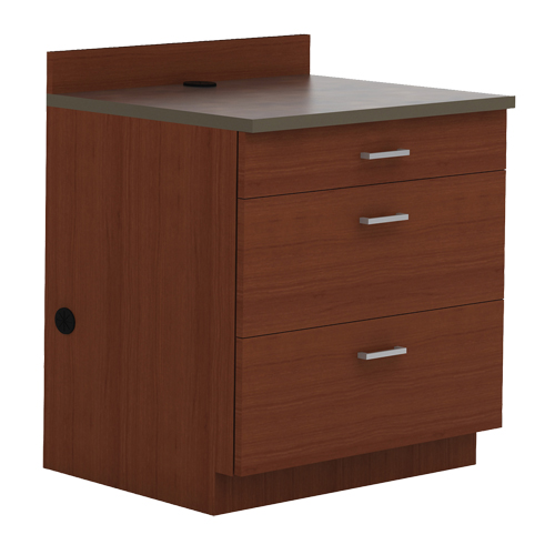 Armoire modulaire de base, 3 tiroirs, 36" la x 25" p x 39" h, Acajou Cintas