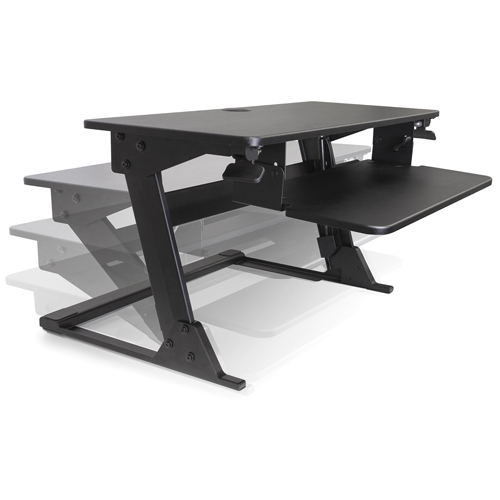 Poste de travail assis-debout Goya, Mod&egrave;le de bureau, 21" h x 35-2/5" la x 24" p, Noir Cintas