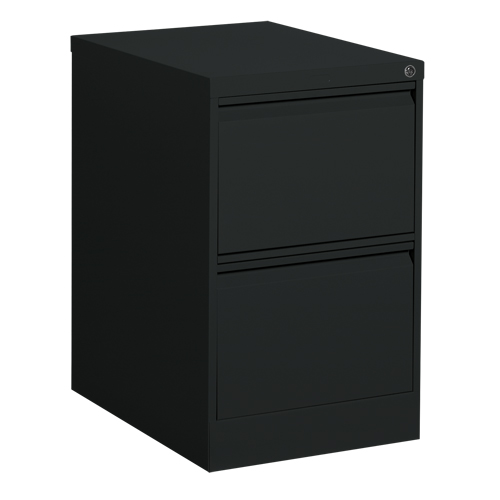 Vertical Filing Cabinet, Steel, 2 Drawers, 18-1/7" W x 25" D x 29" H, Black Cintas