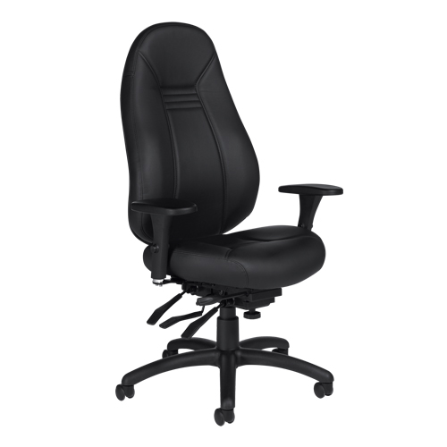 Chaise confortable &agrave; dos &eacute;lev&eacute;, Cuir, Noir, Capacit&eacute; 300 lb Cintas