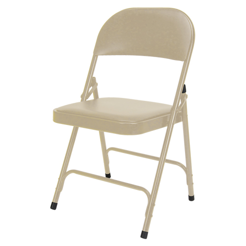 Vinyl Padded Folding Chair, Steel, Beige, 300 lbs. Weight Capacity Cintas