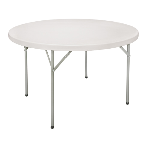 Folding Table, Round, 48" L x 48" W, Polyethylene, White Cintas