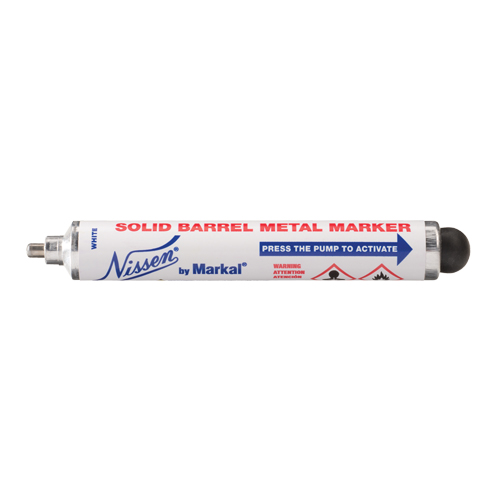 Nissen&reg; Solid Barrel Metal Marker, Liquid, White Cintas