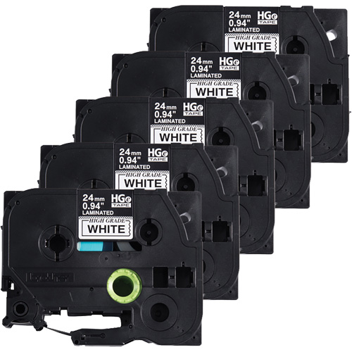 Laminated Tape, 24 mm x 8 m, Black on White Cintas