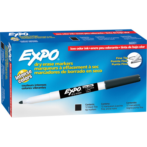 Low Odour Dry Erase Whiteboard Marker, Black, Fine Tip Cintas