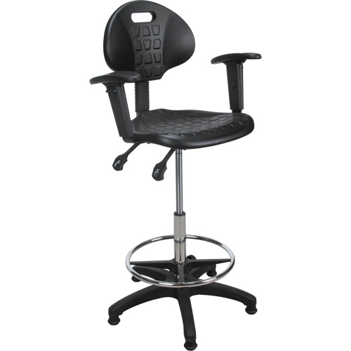 Tabouret ergonomique robuste avec accoudoirs r&eacute;glables, Stationnaire, Ajustable Hauteur, Capacit&eacute; 250 lb Cintas