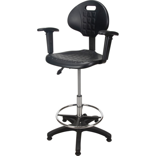 Tabouret ergonomique robuste avec accoudoirs r&eacute;glables, Stationnaire, Ajustable Hauteur, Capacit&eacute; 250 lb Cintas