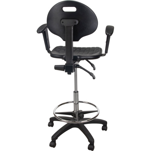 Tabouret ergonomique robuste avec accoudoirs r&eacute;glables et roulettes en nylon, Mobile, Ajustable Hauteur, Capacit&eacute; 250 lb Cintas