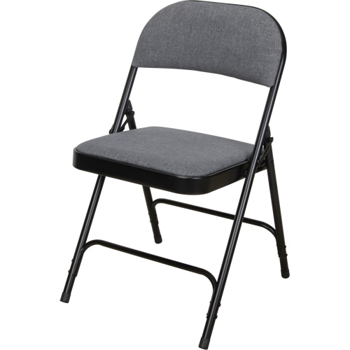 Deluxe Fabric Padded Folding Chair, Steel, Grey, 300 lbs. Weight Capacity Cintas