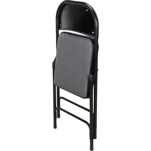 Deluxe Fabric Padded Folding Chair, Steel, Grey, 300 lbs. Weight Capacity Cintas