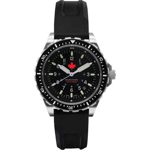 Tr&egrave;s grande montre &agrave; quartz pour plongeur avec feuille d'&eacute;rable rouge, Num&eacute;rique, &agrave; piles, 46 mm, Noir Cintas