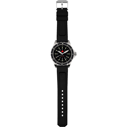 Tr&egrave;s grande montre &agrave; quartz pour plongeur avec feuille d'&eacute;rable rouge, Num&eacute;rique, &agrave; piles, 46 mm, Noir Cintas