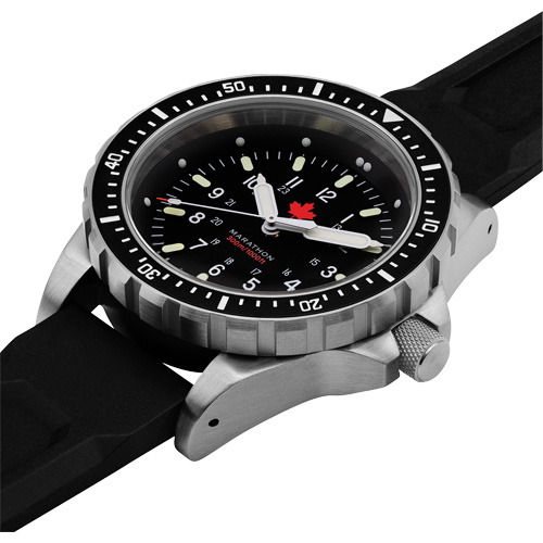 Tr&egrave;s grande montre &agrave; quartz pour plongeur avec feuille d'&eacute;rable rouge, Num&eacute;rique, &agrave; piles, 46 mm, Noir Cintas