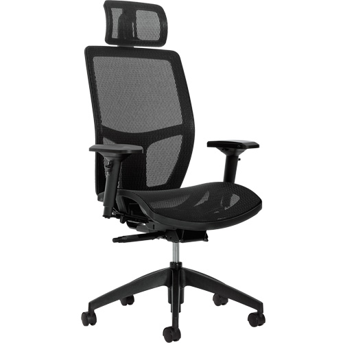 Chaise &agrave; dossier moyen avec m&eacute;canisme &agrave; basculement synchronis&eacute; &agrave; d&eacute;tection de poids Format+, Mailles, Noir, Capacit&eacute; 300 lb Cintas
