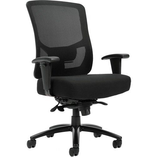 Chaise &agrave; dossier haut avec m&eacute;canisme &agrave; basculement synchronis&eacute; robuste Raven 400, Mailles, Noir, Capacit&eacute; 400 lb Cintas