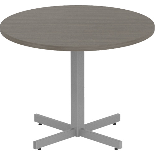 Newland Height-Adjustable Round Table, 36" L x 36" W x 29" H, 1" Top, Laminate, Brown Cintas