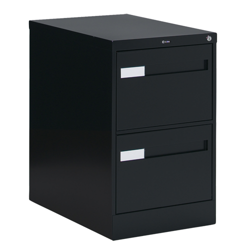 Vertical Filing Cabinet with Recessed Drawer Handles, 2 Drawers, 18.15" W x 26.56" D x 29" H, Black Cintas