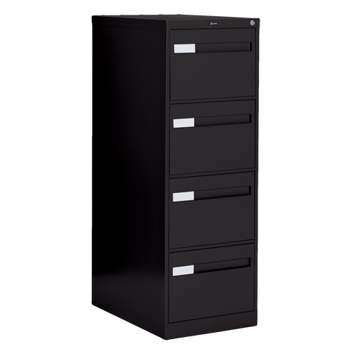 Vertical Filing Cabinet with Recessed Drawer Handles, 4 Drawers, 18.15" W x 26.56" D x 52" H, Black Cintas