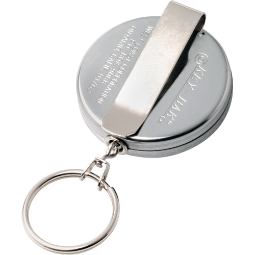 Original Series Retractable Keychain, Chrome, 24" Cable, Belt Clip Attachment Cintas