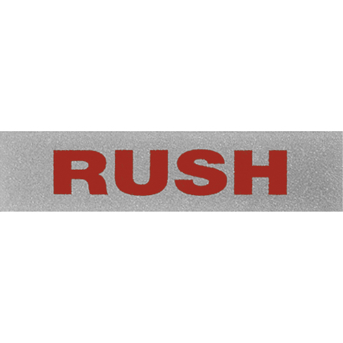 "Rush" Special Handling Labels, 5" L x 2" W, Black on Red Cintas
