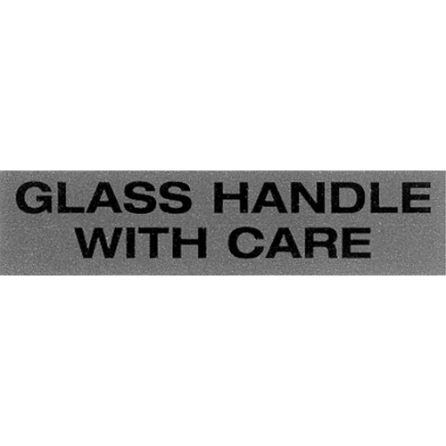 "Glass Handle with Care" Special Handling Labels, 5" L x 2" W, Black on Red Cintas