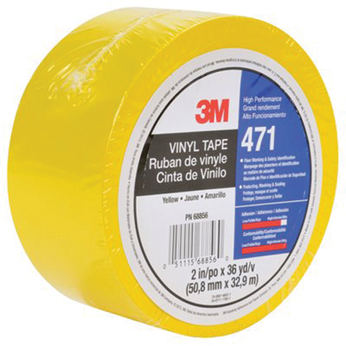 471 Vinyl Tape, 50.8 mm (2") W x 32.9 m (108') L, 5.3 mils, Yellow Cintas