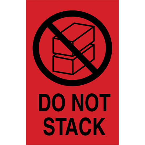 "Do Not Stack" International Shipping Labels, 6" L x 4" W, Black on Red Cintas