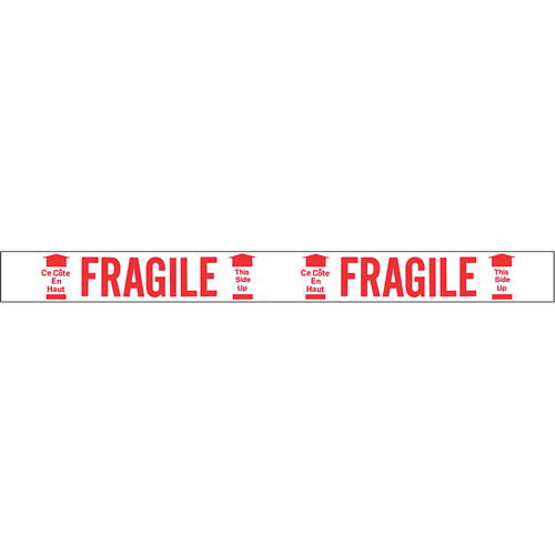 Bilingual Printed Tape – Fragile This Side Up , Red on White Cintas