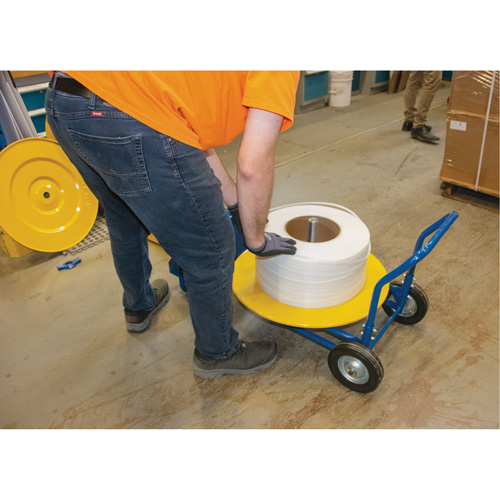 Strapping Dispenser, Polyester/Steel/Polypropylene Straps, 16"/8" Core Dia., 3"/8"/6" Roll Width Cintas