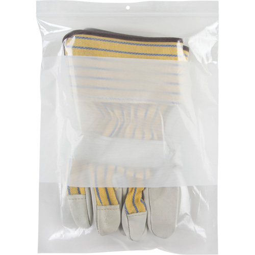 White Block Poly Bags, Reclosable, 12" x 9", 2 mils Cintas
