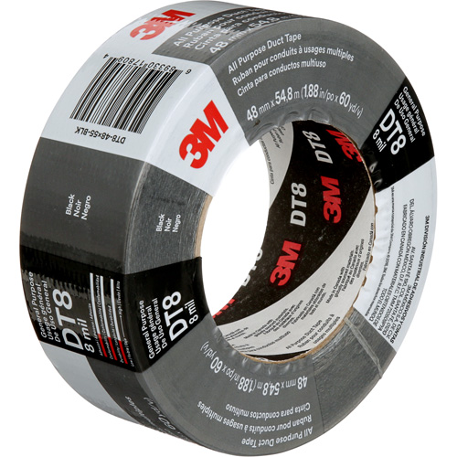 DT8 All-Purpose Duct Tape, 8 mils, Black, 48 mm (2") x 55 m (180') Cintas
