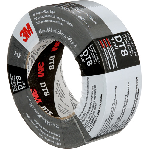 DT8 All-Purpose Duct Tape, 8 mils, Black, 48 mm (2") x 55 m (180') Cintas