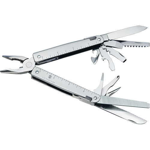 SwissTool Multi-Tool with Lockable Blade, Metal, Metal Handle, 155 mm L, 26 Functions, 0.7 lbs. Cintas