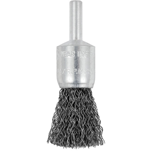Brosse &agrave; fils cr&ecirc;p&eacute;s mont&eacute;e sur mandrin E050-12, 1/2", Fils 0,012", Tige 1/4" Cintas