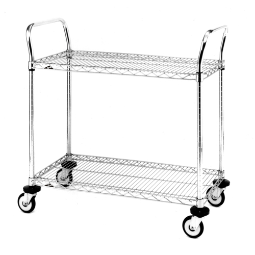 Standard-Duty Utility Cart With Wire Shelves, Chrome Plated, 24" x 39" x 24", 375 lbs. Capacity Cintas
