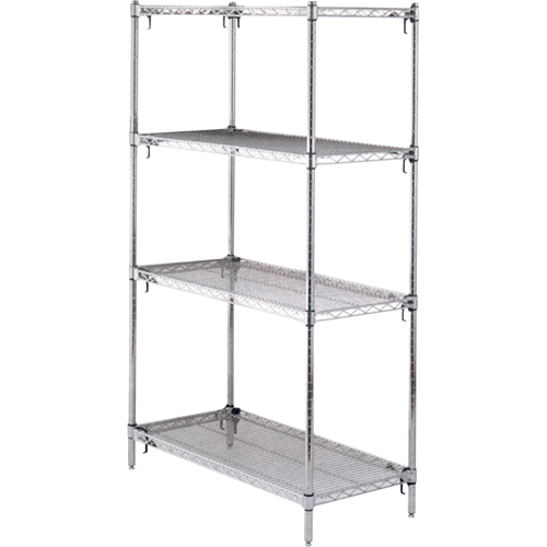 ETAGERE,4 TABL18X36X63,CHROME,800LB/TABL., Tiers 4, 36" la x 63" h x 18" p Cintas