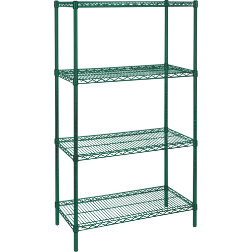 &eacute;tag&egrave;res robustes en treillis m&eacute;tallique au fini &eacute;poxy vert, 4 Tablettes, 36" la x 63" h x 24" p Cintas