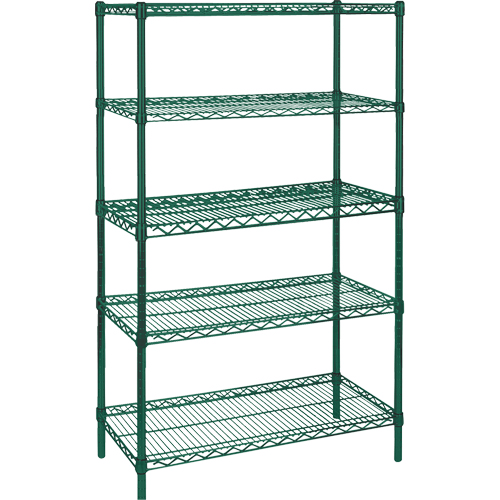 &eacute;tag&egrave;res robustes en treillis m&eacute;tallique au fini &eacute;poxy vert, 5 Tablettes, 30" la x 74" h x 14" p Cintas
