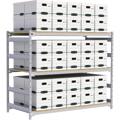 Wide Span Record Storage Shelving, Steel, 3 Shelves, 72" W x 32" D x 60" H Cintas