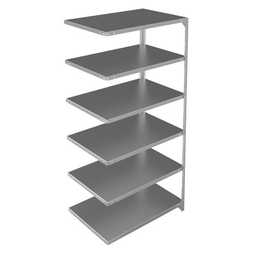 Shelving Unit, Galvanized Steel, Slotted Angle, 400 lbs. Capacity, 36" W x 72" H x 24" D Cintas
