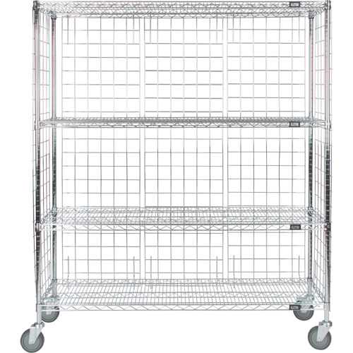 Chariot ferm&eacute; en treillis m&eacute;tallique, Chrom&eacute;, 60" x 69" x 18", Capacit&eacute; 800 lb Cintas