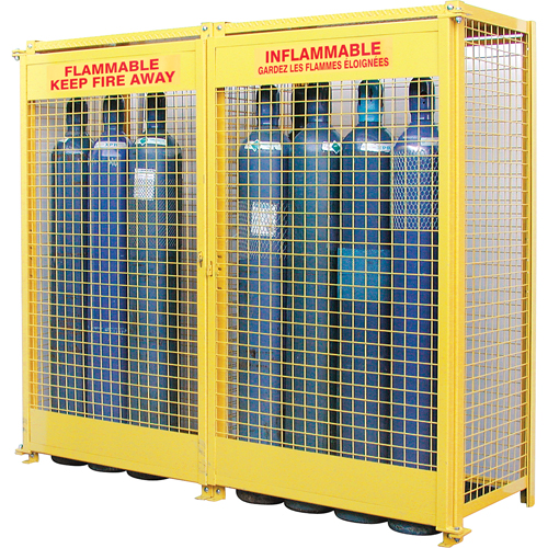 Gas Cylinder Cabinets, 20 Cylinder Capacity, 88" W x 30" D x 74" H, Yellow Cintas